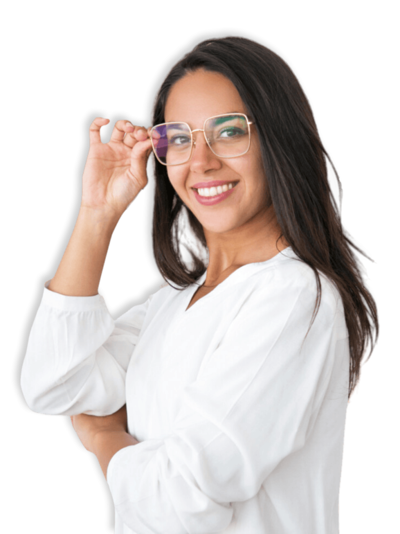 Modelo con lentes